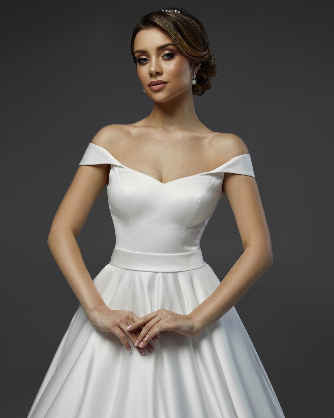 Elegant Wedding Dresses Simple Satin Wrap main image 1