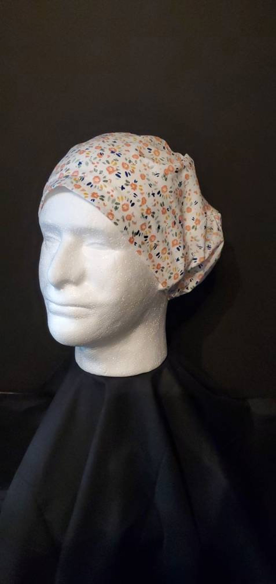 Euro Style Scrub Cap Pink and Blue Flowers surgical cap | Etsy