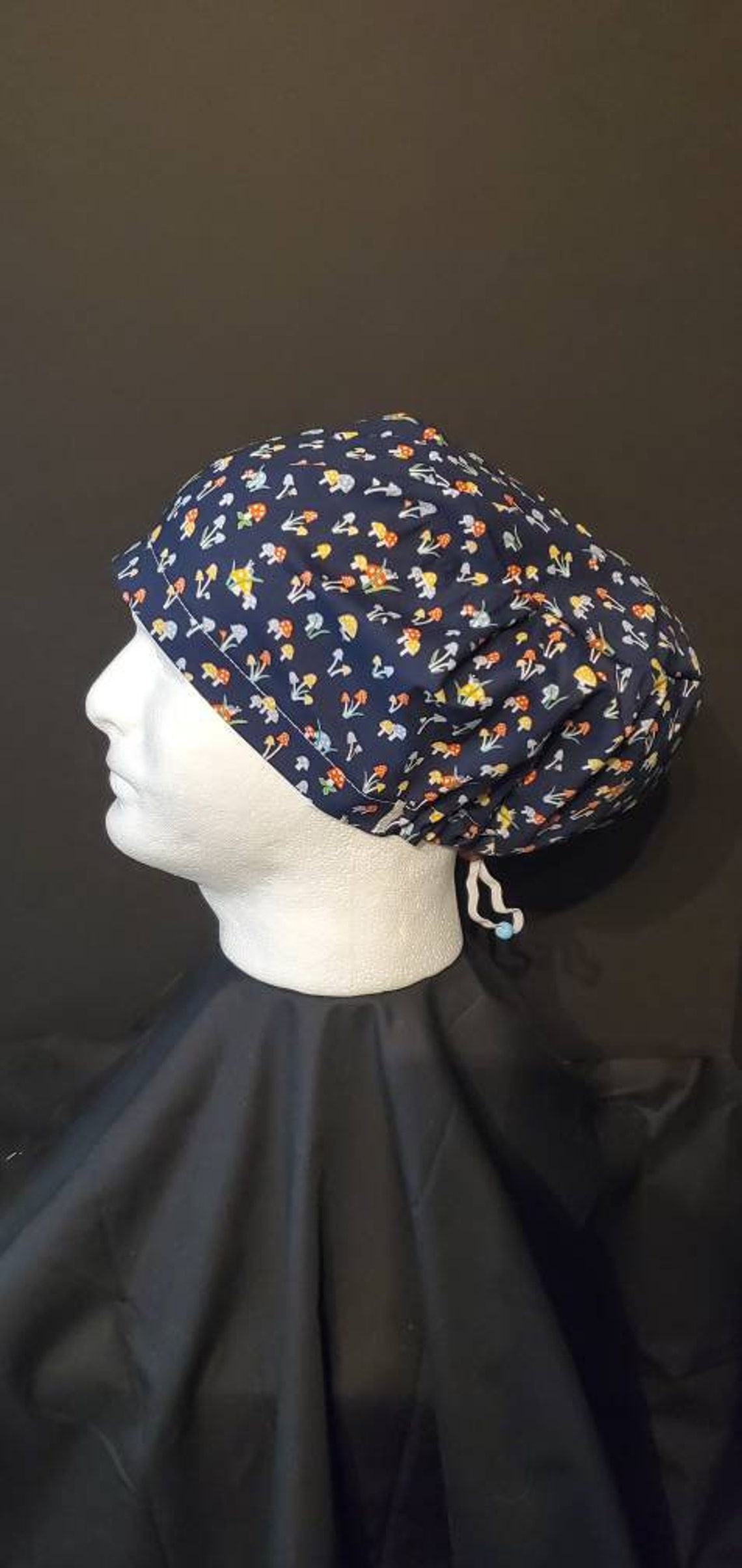 Euro Style Scrub Cap Happy Little Mushrooms surgical cap Etsy