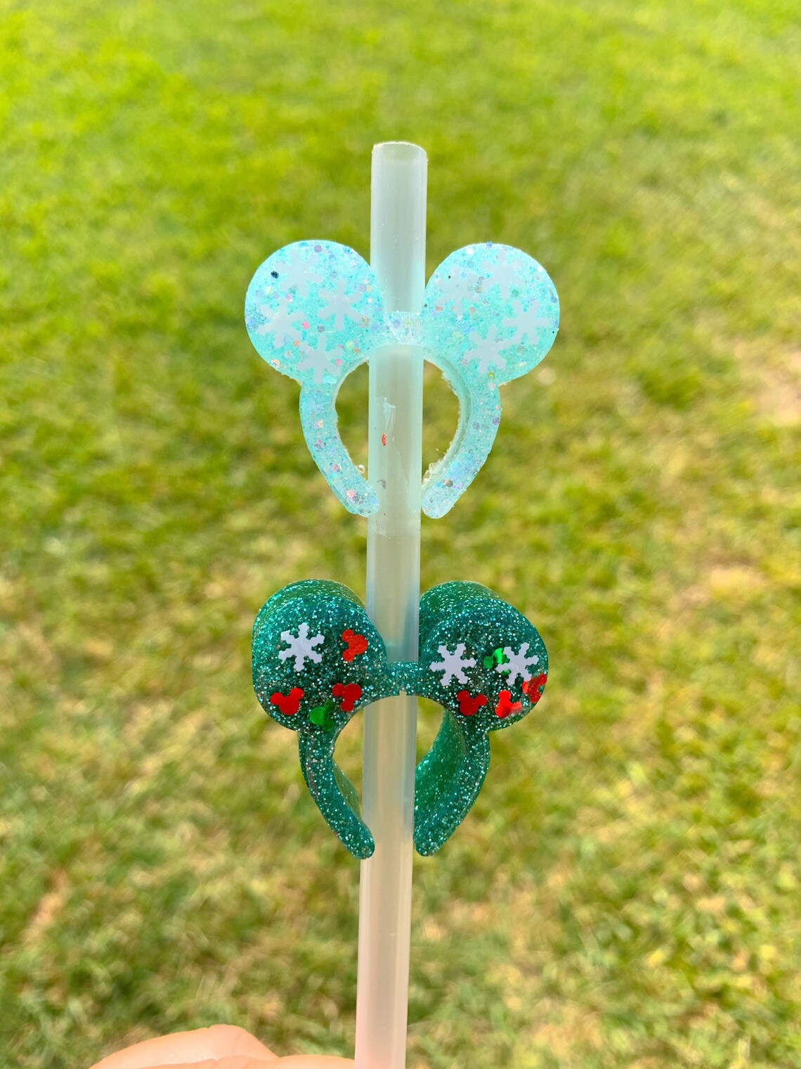 Christmas straw topper // glitter straw topper // Disney Straw Etsy