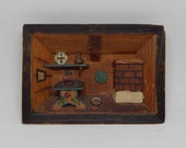 Vintage miniature Wooden Kitchen Diorama