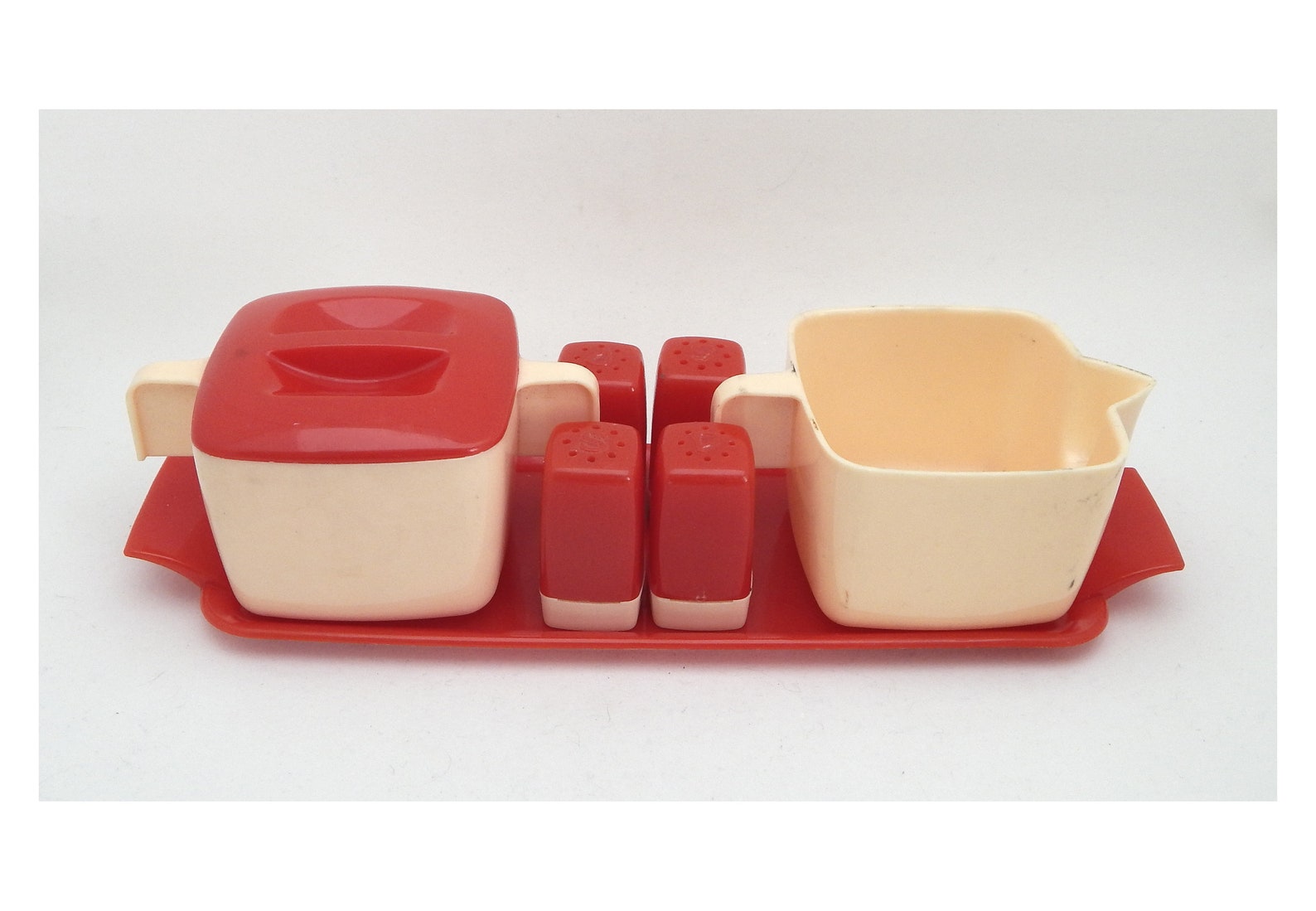 Mid Century Plastic Sugar Bowl & Creamer Set Etsy