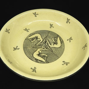 Vintage Art Nouveau Ceramic Bowl with Female Figures