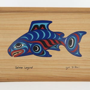Vintage Haida Style Painted Box with Salmon