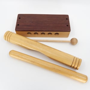 Set of Vintage Wooden Percussion Instruments