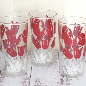 Three Mid Century Tulip Design Tumblers