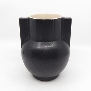 Vintage Matte Black Ceramic Vase with Handles