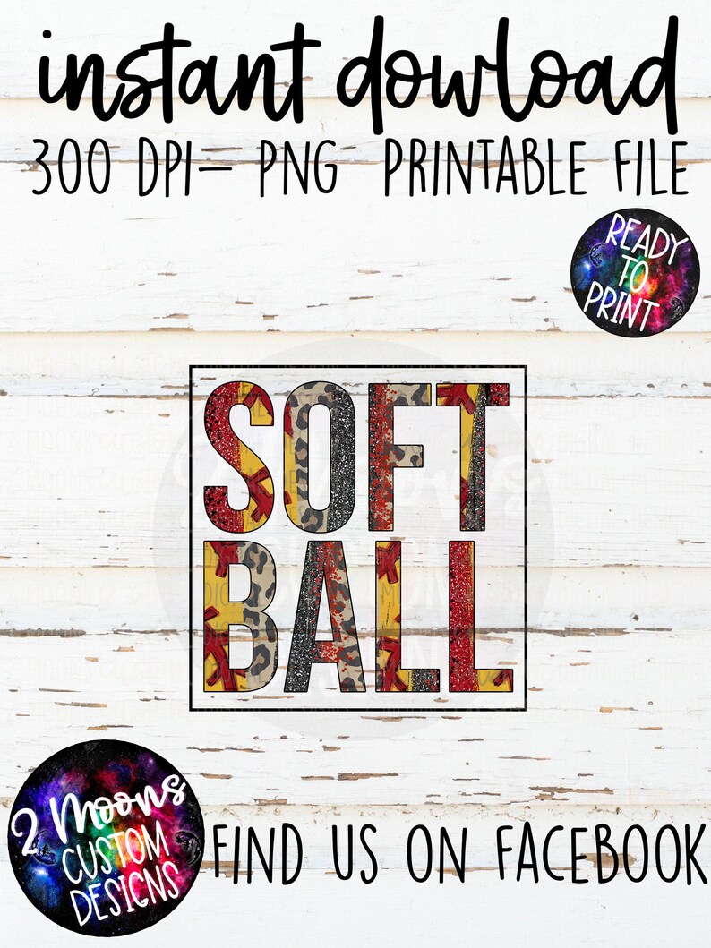 Sports Design Brushstroke Design PNG Softball Instant Download