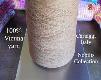 100% Vicuna yarn from Cariaggi Italy. Gr 243 net of cone. Size 2/28