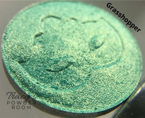 GRASSHOPPER Pressed Pigment/Eyeshadow, Green Eyeshadow, Duochrome, Indie Make up, Indie Eyeshadow, Gift for her, Mua, Gold Eyeshadow