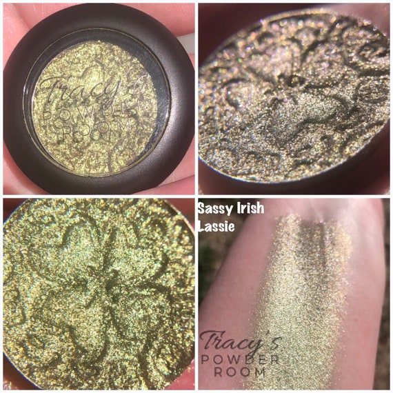 SASSY IRISH LASSIE Pressed Pigment Eyeshadow Shifting Duochrome Indie Eyeshadow Indie Make Up Shimmer Eyeshadow Shiny Eyeshadow