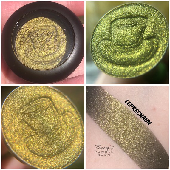 LEPRECHAUN Pressed Pigment Eyeshadow Duochrome Dark Green Olive Indie Eyeshadow Indie Make Up