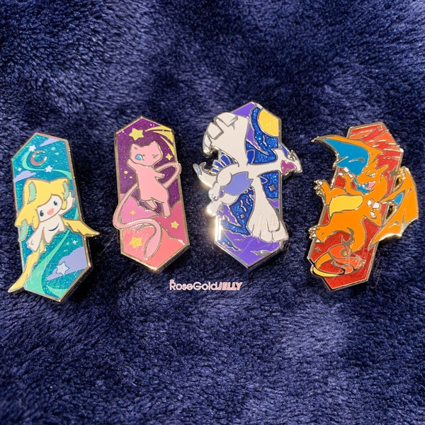 Jirachi, Mew, Lugia, Charizard Enamel Pins (1.75 inches)