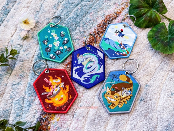 Soot Sprites, Calcifer, Haku, Cat Bus, Kiki Jet Tag Keychain (2.5 x 4 inch)