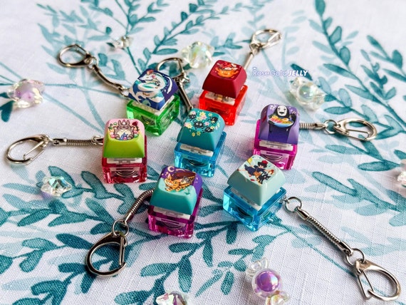 Haku, Soots Sprites, Calcifer, Catbus, Kiki, My Neighbor, No Face Keycap Clicky Keychain (Blue Clicky Switches)