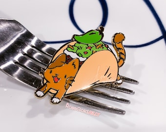 Pin de esmalte de gato taco (1,5 pulgadas)