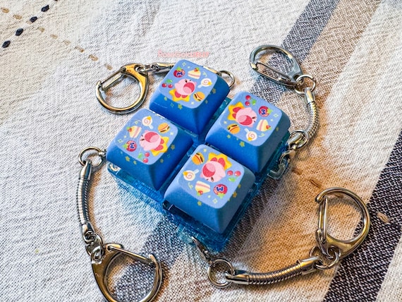 Pink Poyo Snack Time Light up Clicky Keycap Keychain (blue Clicky