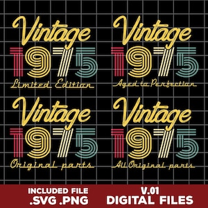 50th Birthday svg, Vintage T Shirt, Vintage 1975 svg, 50th Birthday Gift For Women, 50th Birthday png