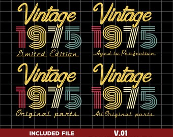 50th Birthday svg, Vintage T Shirt, Vintage 1975 svg, 50th Birthday Gift For Women, 50th Birthday png