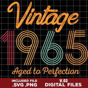 Personalized fathers day gifts, 60th Birthday svg, Vintage T Shirt, Vintage 1965 Aged to Perfection, 60th Birthday Gift For Women
