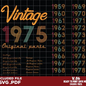 Limited Edition 1958-1978 Vintage Bundle, Birthday svg, distressed retro cut files digital Downloads, for Men Women