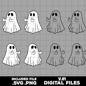 Ghost Middle Finger SVG PNG, Halloween svg png, Halloween Ghost Cut File, Cute Ghost Halloween svg png