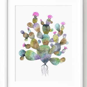 Cactus Painting, Arizona Prickly Pear Southwest Wall Decor, Desert Theme Artwork, Mexico Succulent Art Print, Southwestern Colorful Picture