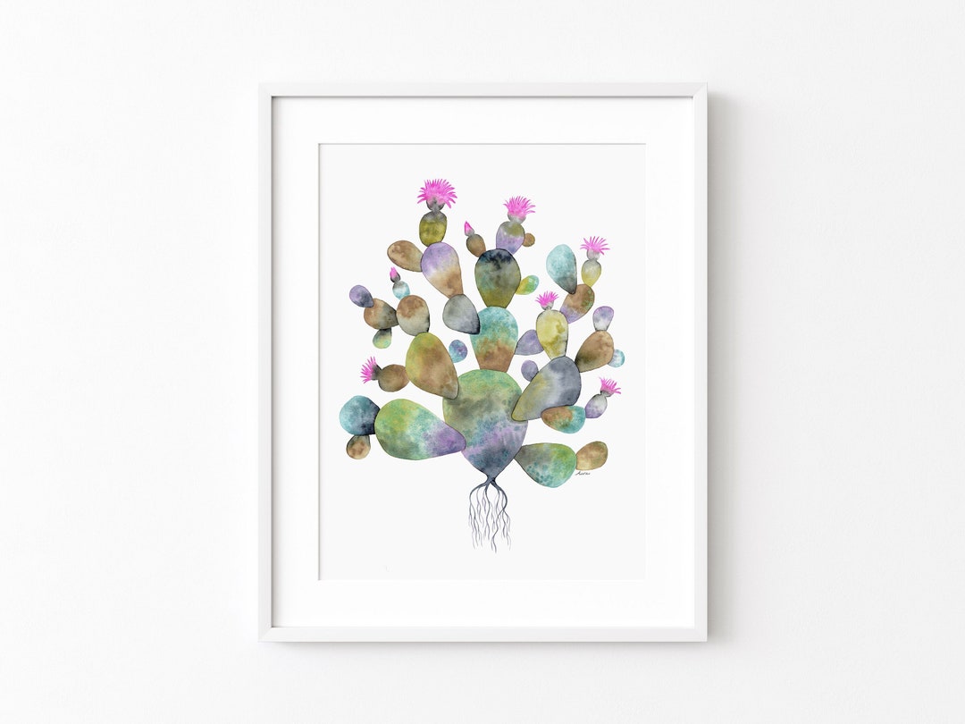 Prickly Pear Cactus Watercolor Art Print: Southwest Desert Decor - Etsy