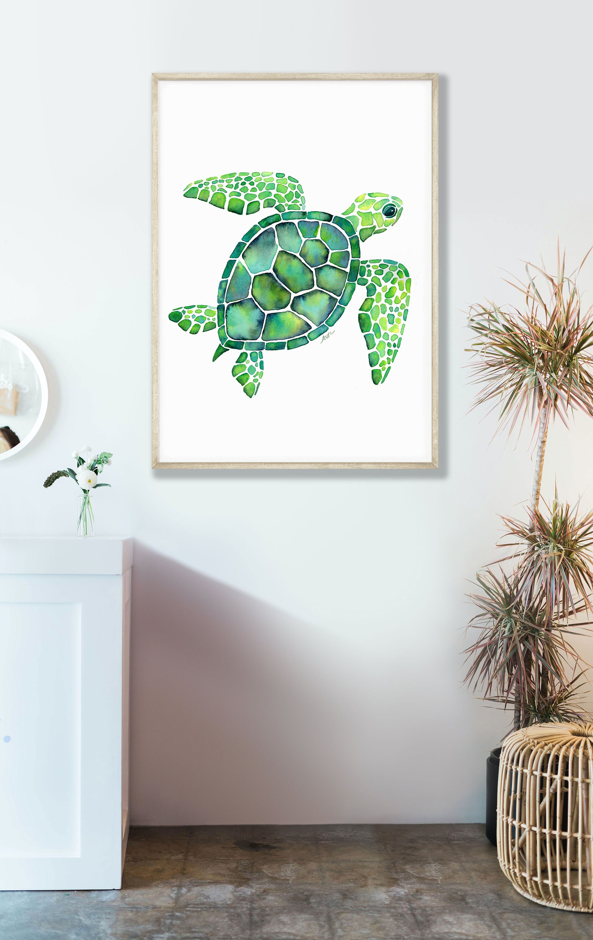 Sea Turtle Digital Print Ocean Animals Prints Nautical - Etsy