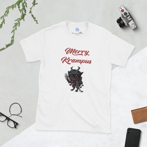 Merry Krampus white short sleeve unisex t-shirt