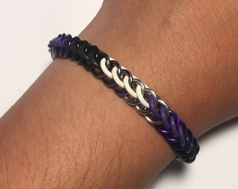 Asexual Pride - Stretchy Chainmail Bracelet