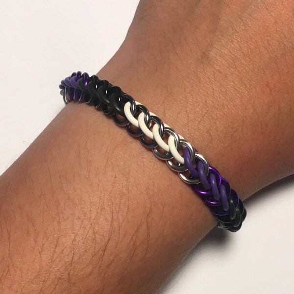 Asexual Pride - Stretchy Chainmail Bracelet