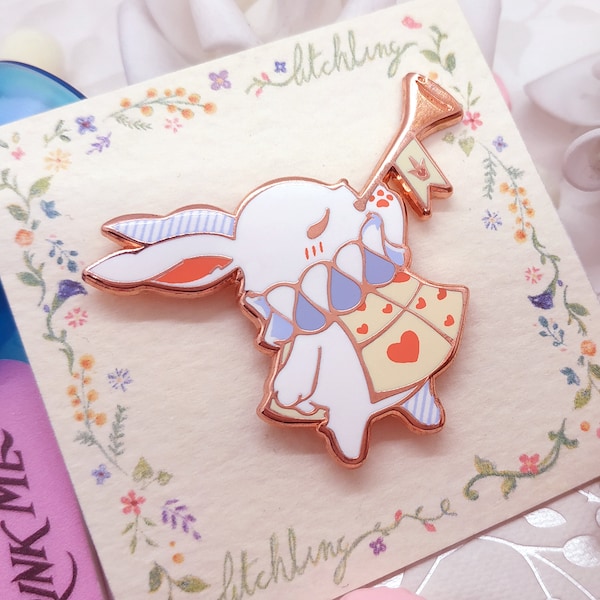 White Rabbit enamel pin