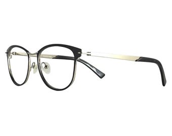 Gafas graduadas redondas Mizyake Couture MC4253 en negro y burdeos, talla 50-18-135
