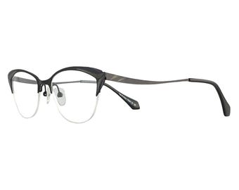 Nat Coco NC1360 Black & Burgundy 51-18-140 Cat Eye/Rimless Eyeglasses Rx Ready