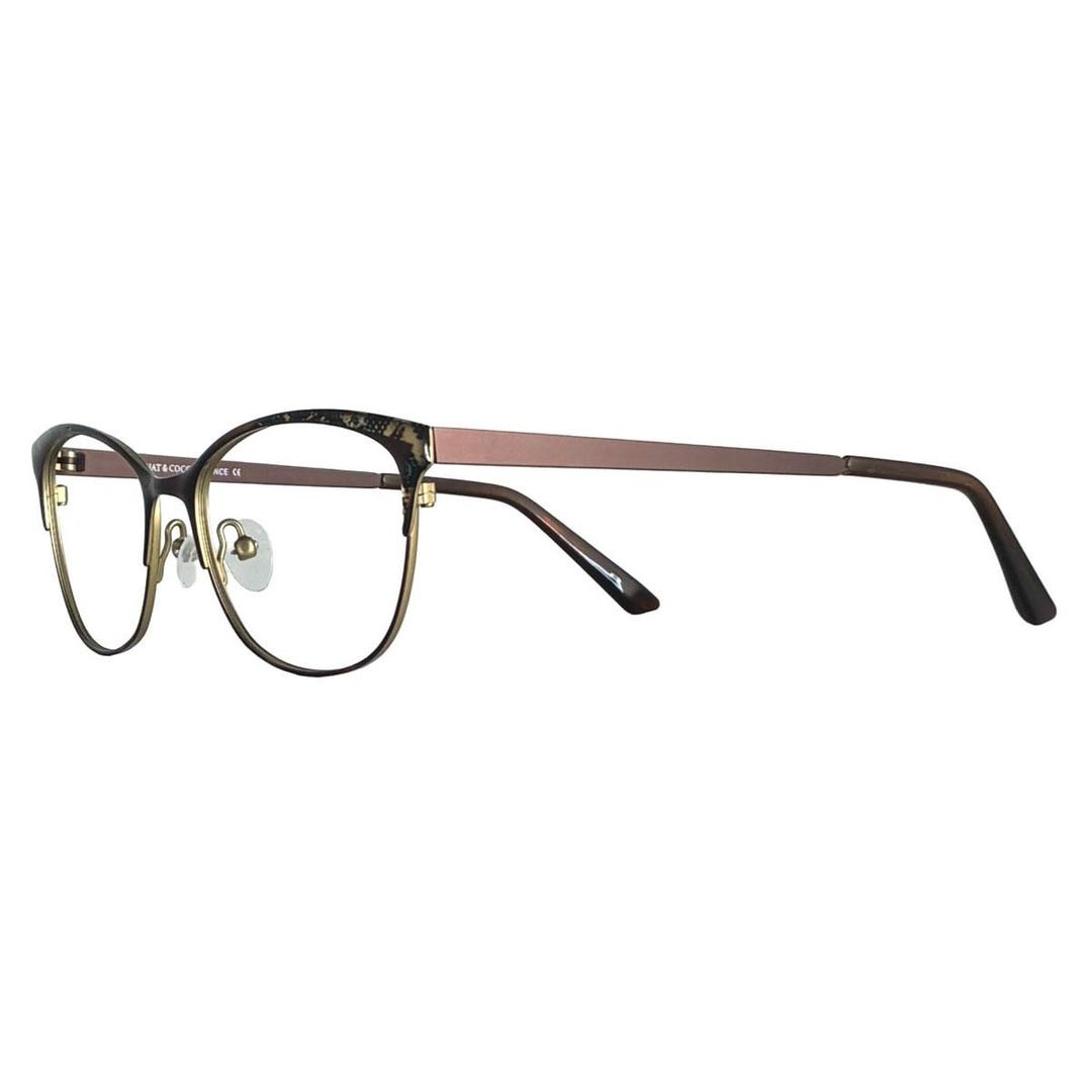 Nat Coco NC1419 Brown & Emerald/blk 50-18-140 Semi-cat Eye Eyeglasses ...