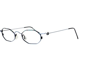Vintage Neostyle College 124 491 Púrpura Verde Azul Azul Hecho a mano Alemania Gafas Marco Rx Disponible