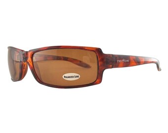 Triton Zeus 1 tortoise met bruin gepolariseerd 61-19-125 rechthoek zonnebril Rx Ready