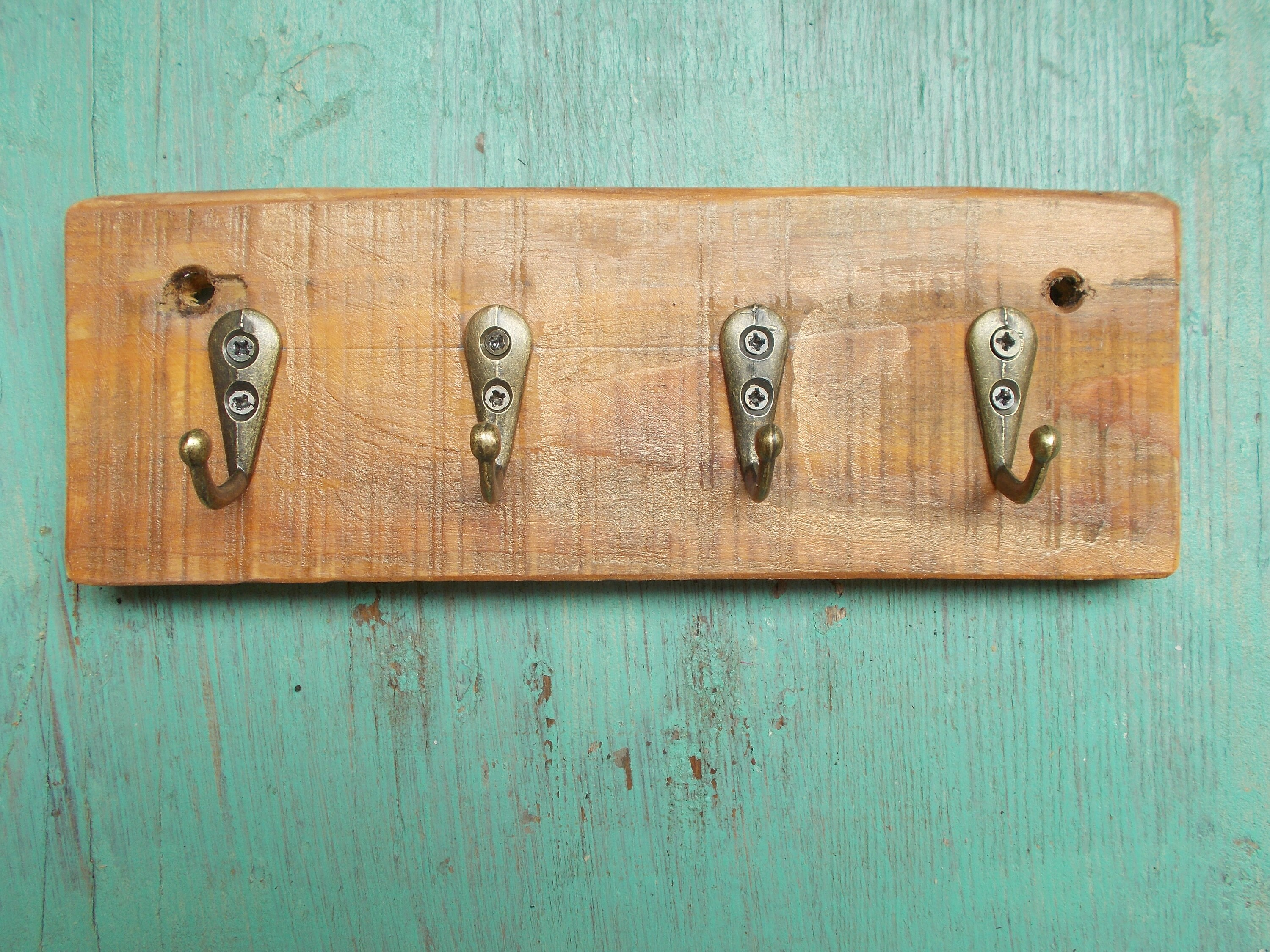 Handmade key board / hook strip from an old wooden board 18 cm | Etsy