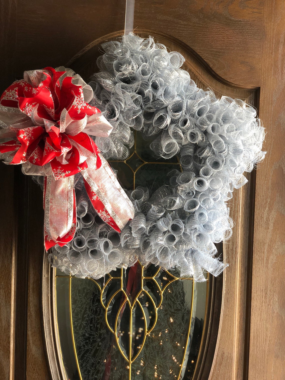 22 Inch Silver Grey Rolled Deco Mesh Star Wreath Etsy