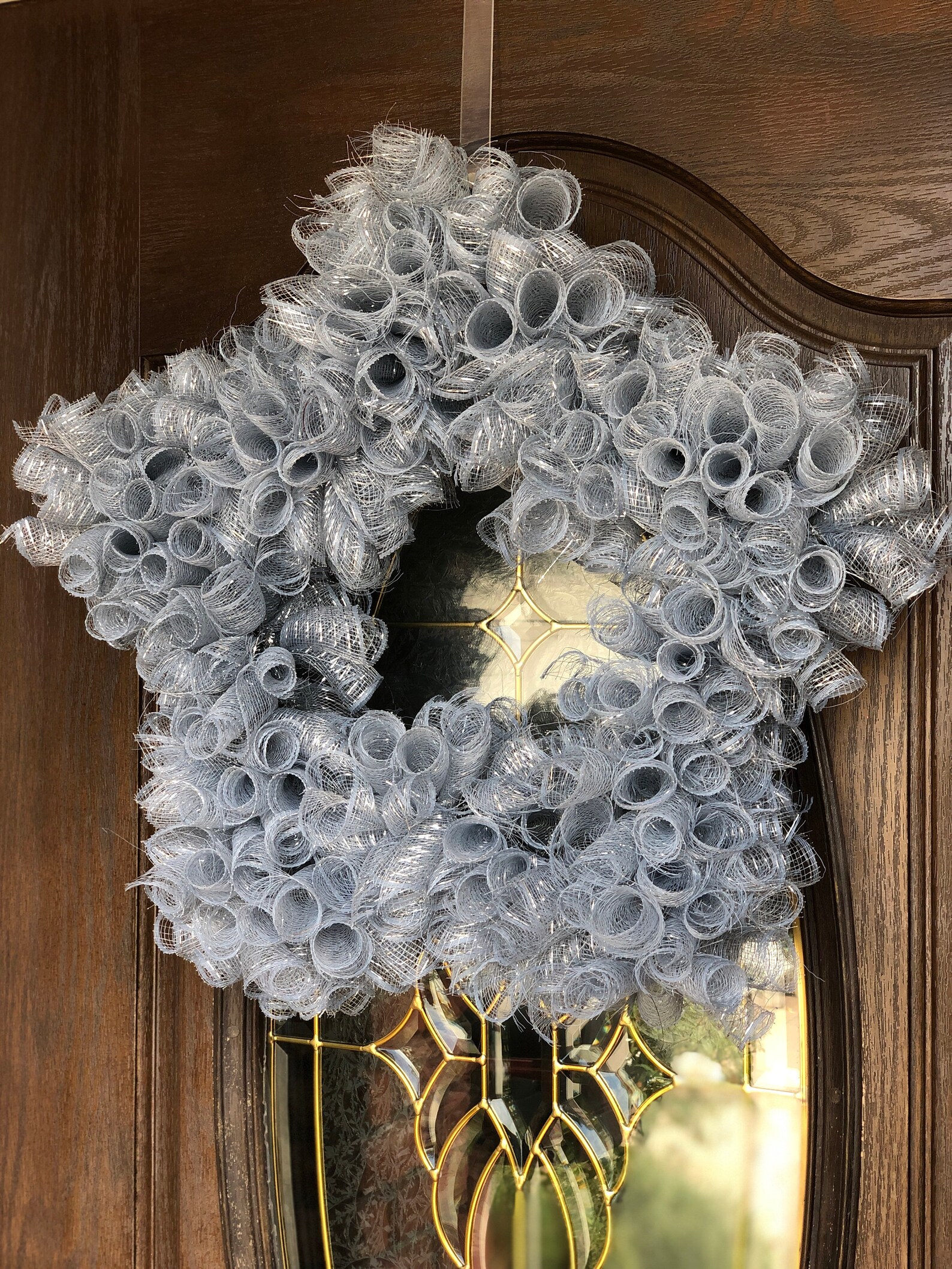 22 Inch Silver / Grey Rolled Deco Mesh Star Wreath | Etsy