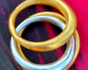 24k Gold Band - 24k Gold Wedding Band - Recycled Gold Ring - Organic Wedding Band - Chunky Gold Ring - Forged Ring - Organic Jewelry - 24k