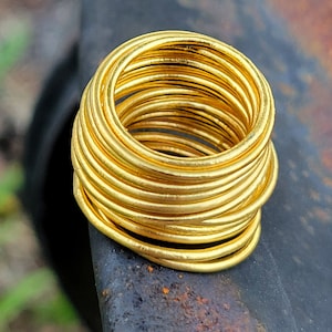 24k Gold Band - 24k Hoop Ring - Recycled Gold Ring - Handmade Wedding Band - Dainty Gold Ring - Pure Gold Ring - Rustic Gold Ring - 24k Gold