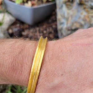 24k Gold Cuff- 24k Gold Bracelet - Gold Bangle - Recycled Gold Bangle - Chunky Gold Bracelet - Rustic Gold Bangle