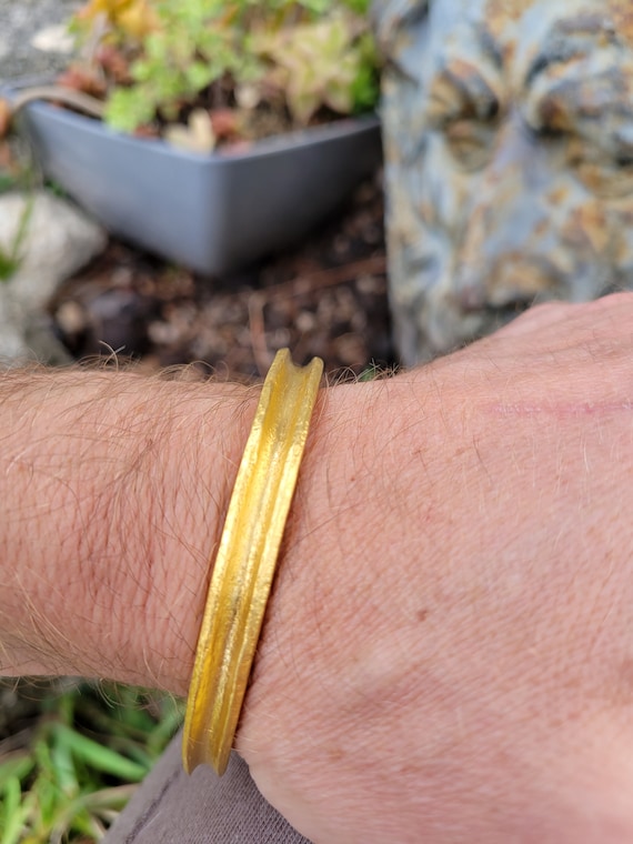 Cork and Brass Cuff Bracelet. 24 Carat Gold Flash. YOK CORK - Etsy