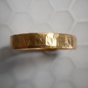 24k Gold Band - 24k Gold Wedding Band - Recycled Gold Ring - Handmade Wedding Band - Chunky Gold Ring - Hammered Gold - Rustic Gold Ring