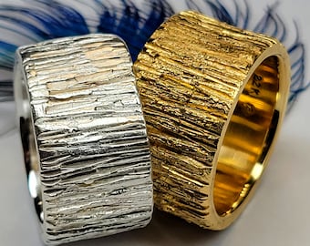 22k Gold Band - 22k Cigar Band - 22k Rustic Ring - Handmade Wedding Ring - Hammered Gold - Rustic Gold Ring