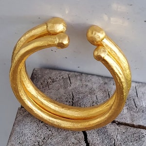 24k Gold Band - 24k Adjustable Ring - 24K Ring - Recycled Gold Ring - Handmade Wedding Band - Hammered Gold - Rustic Gold Ring