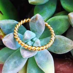 24k Gold Band - 24k 2MM Band - 24K Braid Ring - Recycled Gold Ring - Handmade Wedding Band - Dainty Gold Ring - Twisted Gold Ring