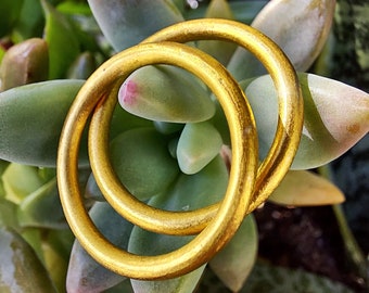 24k Gold Band - 24k 2MM Band - 24K Ring - Recycled Gold Ring - Handmade Wedding Band - Dainty Gold Ring - Hammered Gold - Rustic Gold Ring
